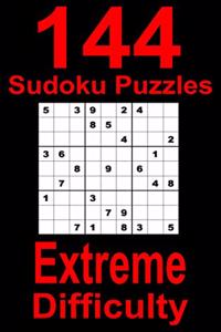 144 Sudoku Puzzles Extreme Difficulty: Travel friendly logic brain teaser Sudoku for experienced Sudoku solvers. With solutions. Sudoku puzzle book for adults