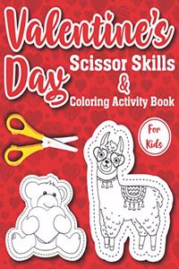 Valentine's Day Scissor Skills & Coloring Activity Book For Kids