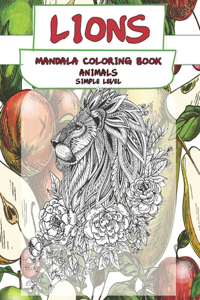 Mandala Coloring Book Simple Level - Animals - Lions