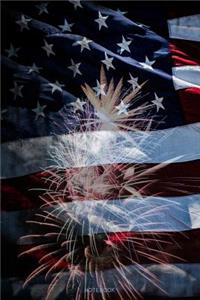 Fireworks on July 4th - American flag Notebook