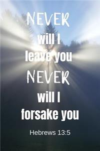 Never will I leave you never will I forsake you - Hebrews 13