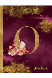 O Notebook: 8.5 x 11 Pretty Gold Foil Floral Design Letter "O" Monogram Initial Book for Women and Girls: Wide Ruled Notebook For All Your Home, School And Busi