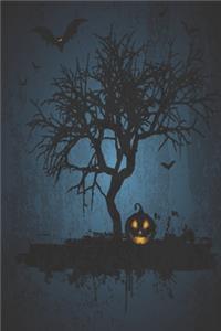 Tree with pumpkin notebook blue