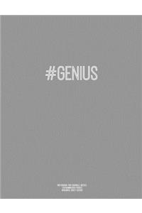 Notebook for Cornell Notes, 120 Numbered Pages, #GENIUS, Grey Cover