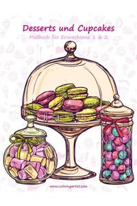 Malbuch mit Desserts und Cupcakes für Erwachsene 1 & 2
