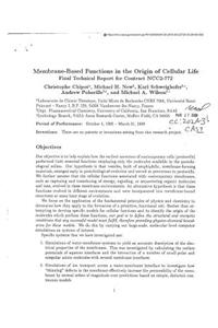 Membrane-Based Functions in the Origin of Cellular Life