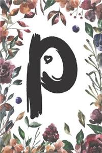 P: Classic Vintage Floral Personalized Monogram Journal P Initial