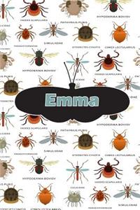 Emma: Bug Insects Personalized Name Notebook Journal Diary Sketchbook with 120 Lined Pages 6x9