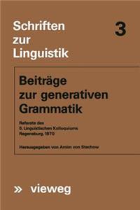 Beiträge Zur Generativen Grammatik