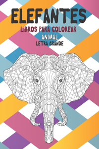 Libros para colorear - Letra grande - Animal - Elefantes