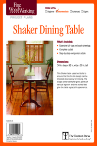 Fine Woodworking's Shaker Dining Table Plan
