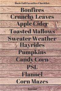 Basic Fall Favorites Checklist Journal
