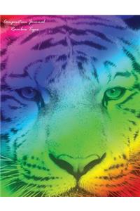 Composition Journal (Rainbow Tiger - 100 Wide Ruled Pages)