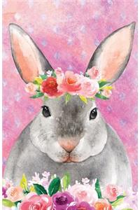 Journal Notebook For Animal Lovers Rabbit In Flowers