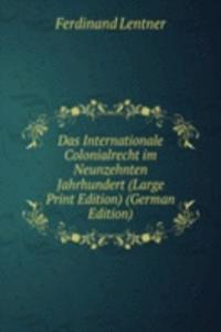 Das Internationale Colonialrecht im Neunzehnten Jahrhundert (Large Print Edition) (German Edition)