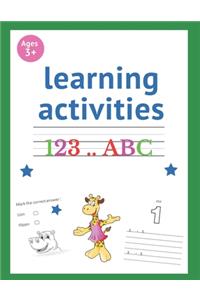 learning activities 123...ABC: Book for kids ages 3+, Tracing Alphabet & Numbers, with learning Animals, Activities