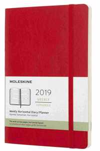 2019 Moleskine Horizontal Scarlet Red Large Weekly 12-month Diary Soft