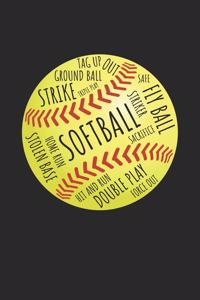 Softball Notebook - Vintage Words Softball Softball Player Gift - Softball Journal