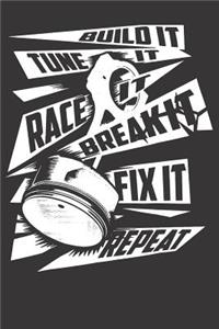 Notebook for car auto mechanic tuner and racer