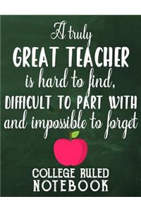 A Truly Great Teacher Is Hard to Find, Difficult to Part with and Impossible to Forget