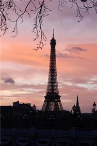 The Eiffel Tower Silhouetted Against a Glorious Pink Sunset Paris France Journal