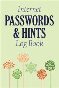 Internet Password & Hints Log Book