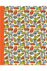 Journal: Sea Creatures (Orange) 8x10 - Graph Journal - Journal with Graph Paper Pages, Square Grid Pattern