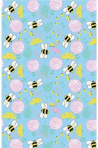 Journal Notebook Bees and Clover Pattern - Blue