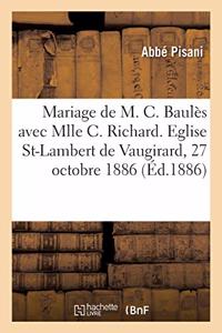 Mariage de M. Charles Baulès Avec Mlle Clémentine Richard, Allocution