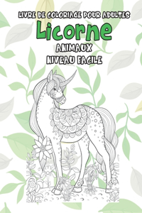 Livre de coloriage pour adultes - Niveau facile - Animaux - Licorne