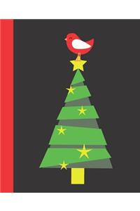 Red Bird & Tree Blank Gift Composition Christmas Night Journal Note Book