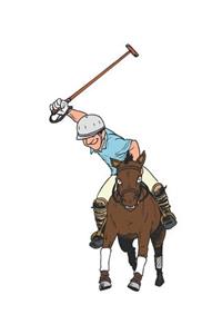 Horse Illustration School Composition Book Equine Polo Player on a Mission