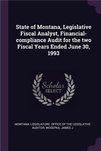 State of Montana, Legislative Fiscal Analyst, Financial-Compliance Audit for the Two Fiscal Years Ended June 30, 1993