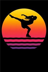 Retro Vintage Sunset Silhouette ice skater journal