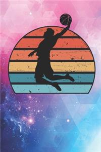Basketball Player Athlete Silhouette Image On A Retro Vintage 70s Distressed Sunset Journal