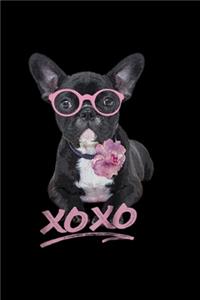 Xoxo: Kids French Bulldog for Toddlers & Kids, Peony Glasses Journal/Notebook Blank Lined Ruled 6x9 100 Pages