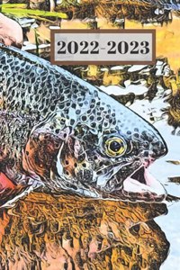 Teal and Brown Spotted Trout Dated Calendar Planner 2 Years To-Do Lists, Tasks, Notes Appointments for Fly Fisherman