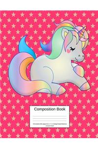 Composition Book 100 Sheets/200 Pages/8.5 X 11 In. College Ruled/ Rainbow Unicorn Hearts