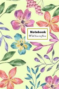 notebook with love in flora