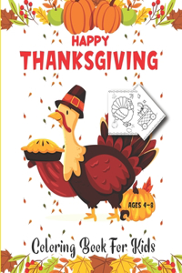 Thanksgiving Coloring Book For Kids Ages 4-8