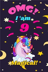 Unicorn Notebook I am 9 & Magical