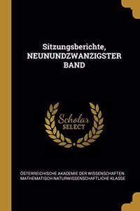 Sitzungsberichte, NEUNUNDZWANZIGSTER BAND