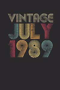 Vintage July 1989: Blank Lined Notebook / Journal (6 X 9) - July Birthday Gift and July Anniversary Gift