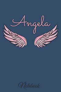 Angela Notebook: A beautiful personalized angel wings soft cover notebook with 100 lined pages in 6x9 inch format. Personal Diary Personalized Journal Customized Jou