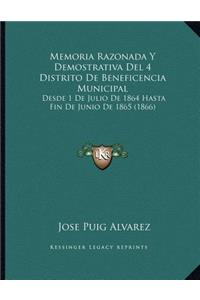 Memoria Razonada Y Demostrativa Del 4 Distrito De Beneficencia Municipal