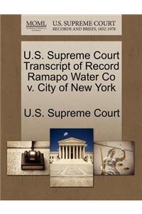 U.S. Supreme Court Transcript of Record Ramapo Water Co V. City of New York
