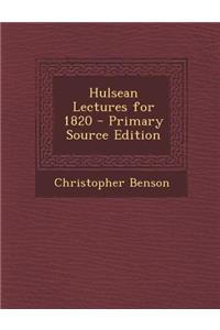 Hulsean Lectures for 1820