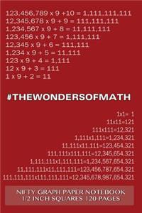 #WONDERSOFMATH Nifty Graph Paper Notebook 1/2 inch squares 120 pages