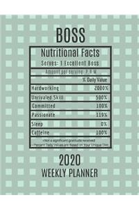 Boss Weekly Planner 2020 - Nutritional Facts