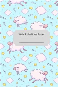 Cute Sleep Sheep Theme Wide Ruled Line Paper